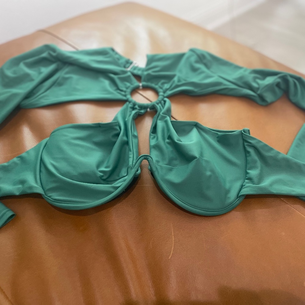 Andrea Iyamah Green Long Sleeve Swim Top